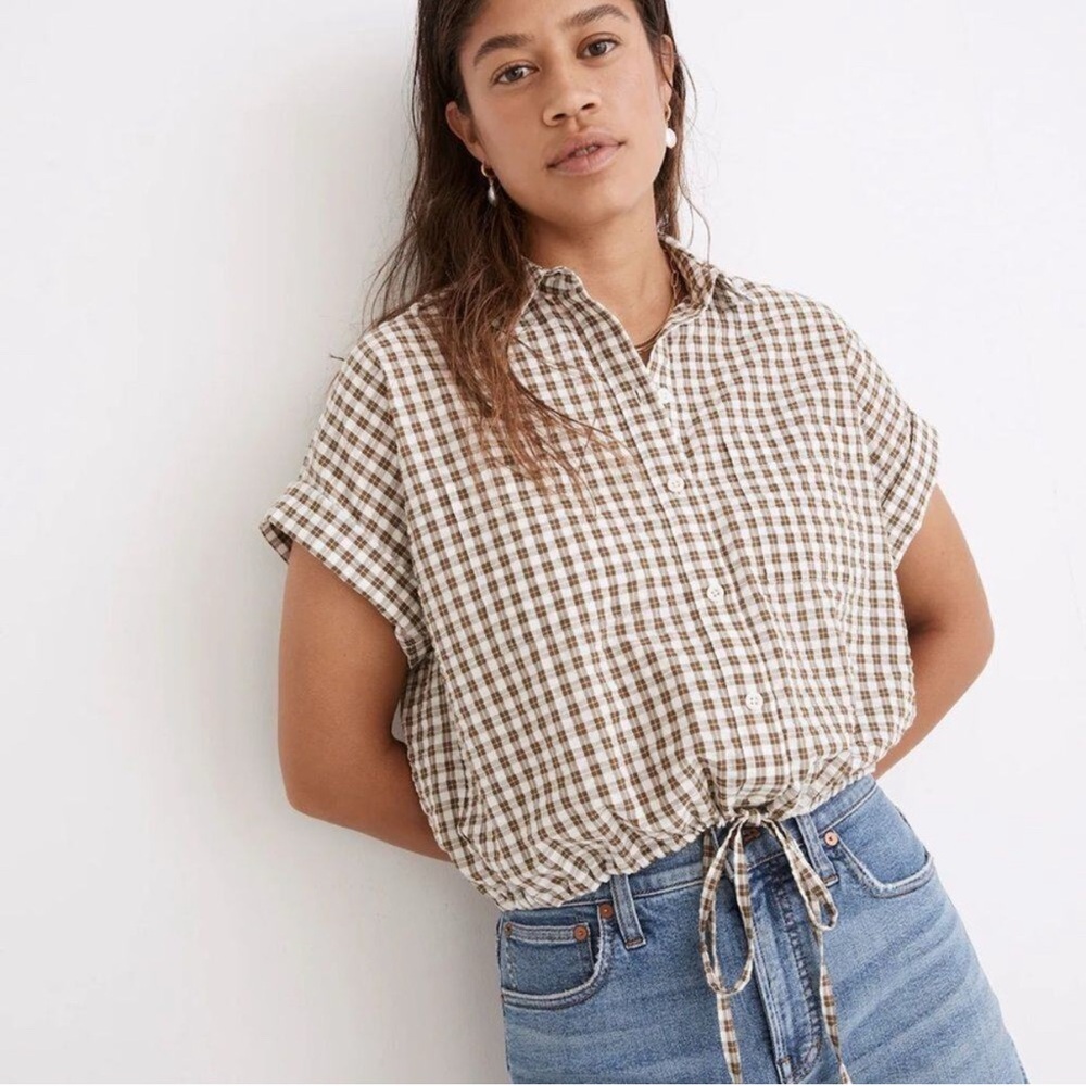 Madewell Brown Checkered Button Down Shirt